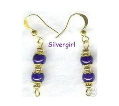 Royal Purple Fossil Crystal Dangle Earrings - £9.26 GBP