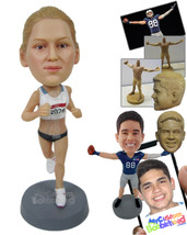 Personalized Bobblehead Female Marathon Runner Running To Take The Lead - Sports - $91.00