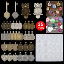 35pcs Resin Casting Epoxy Silicone Mold Set DIY Jewelry Making Kit Penda... - £23.47 GBP