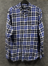 VTG Chaps Performance Shirt Mens XL Blue Plaid Flannel Cotton Button Dow... - $21.35