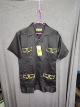 Mexican Cowboy Shirt Mens Size Medium Embroidery Four Pocket Black - £12.13 GBP