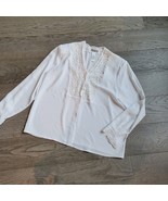 Christie &amp; Jill White Vintage Embroidered Button Down Blouse Size 14 - £17.90 GBP