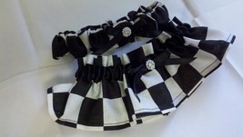CHECKS GARTER SET - Money Bag, black and white, checkered flag, racing, ... - $22.95
