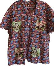 Day Of The Dead  HAWAIIAN SHIRT Skeleton Flowers Freida Kahlo aloha Handmade 2xl - £17.76 GBP