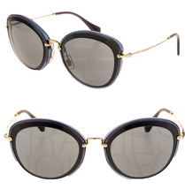 Miu Miu Noir 50R Black Blue Gold Sunglasses Cat Eye Women MU50RS Oversized - £160.30 GBP