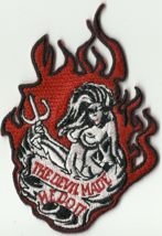 DEVIL MADE ME 1990&#39;S EMBROIDERED VINTAGE SEW/IRON ON PATCH no longer mad... - £3.91 GBP