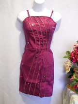 Lydiak Ladies Dress Embellished Spaghetti Strap Runs Small Fuchsia Size M - £22.90 GBP