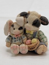 Vintage Mary&#39;s Moo Moos Hoppy Easter To Moo Figurine 1994 Enesco #104892 cow - £15.04 GBP