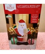 Holiday Time Inflatable &quot;Santa With List&quot; Christmas Inflatable 4 Ft NEW - $42.08