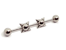 Spiked Scaffold Barbell 14g (1.6mm) 38mm Industrial 8 Spiked Earring Piercing - £10.17 GBP