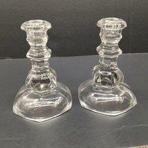 Anchor Hocking Bedford Glass Candlestick Holders Pair 5.5”H - £13.37 GBP
