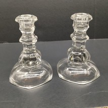 Anchor Hocking Bedford Glass Candlestick Holders Pair 5.5”H - $17.00