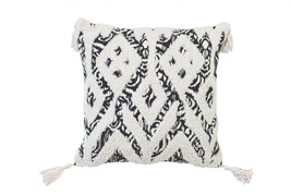 18&quot; X 18&quot; Black And White Ikat Zippered Polyester And Cotton Blend Throw Pill... - £48.48 GBP