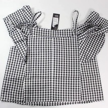 Timing Black &amp; White Plaid Off-Shoulders Ladies Cropped Tank Top Size Sm... - £11.63 GBP