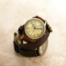 Men&#39;s Vintage Style Leather Band Watch - £11.99 GBP
