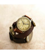 MEN&#39;S VINTAGE STYLE LEATHER BAND WATCH - £11.99 GBP