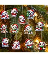 12pcs Handcrafted Wooden Christmas Bear Ornaments Set - Perfect for Holi... - £10.35 GBP