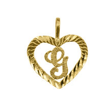 Genuine 14k Yellow Gold 0.59" Diamond-cut Initial Letter G Heart-shaped ... - $96.00