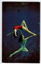 Weeki Wachee Florida Postcard Two Swimsuit Mermaids Underwater Performers Chrome - £10.09 GBP