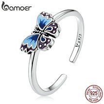 925 Sterling Silver Vintage Butterfly Open Ring for Women Retro Butterfly Simple - £17.43 GBP