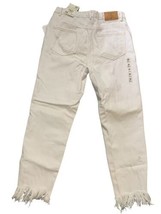 Zara Trafaluc Mom Jeans Women&#39; Size 6 High Waist White Tapered Raw Leg Denimwear - £26.16 GBP