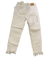 Zara Trafaluc Mom Jeans Women&#39; Size 6 High Waist White Tapered Raw Leg D... - $45.58 CAD