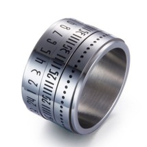 Men&#39;s Gift Ring Multi Layer Spinner Rotating Arabic Calendar Time Titanium Steel - £7.57 GBP