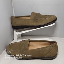 Lands End Suede Penny Loafers Lakewood Green MilitaryCore  Womens Size 1... - £31.29 GBP