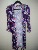 Seeing Stars Women&#39;s Long Sleeve Purple Floral w/Spring Flowers Kimono Easter - £18.82 GBP