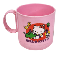 3&quot; Vintage 1985 Hello Kitty Sanrio Hello Color Pink Plastic Drinking Cup / Mug - £21.26 GBP