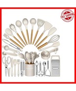 Deluxe 34PCS Cooking Utensils Set with Nonstick Safe Silicone and Wooden... - $66.10 CAD