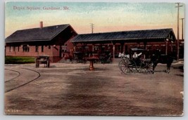 Gardiner ME Depot Square Railroad Station Depot Postcard K25  - £5.45 GBP