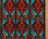 Southwestern Tribal Diamonds Turquoise Brown Cotton Fabric Print BTY D36... - $14.95