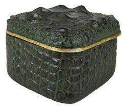 Faux Crocodile Pattern Textured Green Hide Print Decorative Jewelry Trin... - $30.99