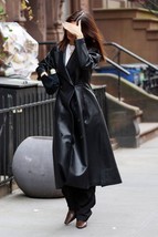 Women Black Leather Long Coat Jacket Trench Overcoat - £217.19 GBP+