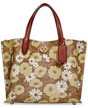 COACH Willow Tote 24 Crossbody Floral Print Signature Canvas~NWT~ Tan Rust C9721 - £195.07 GBP