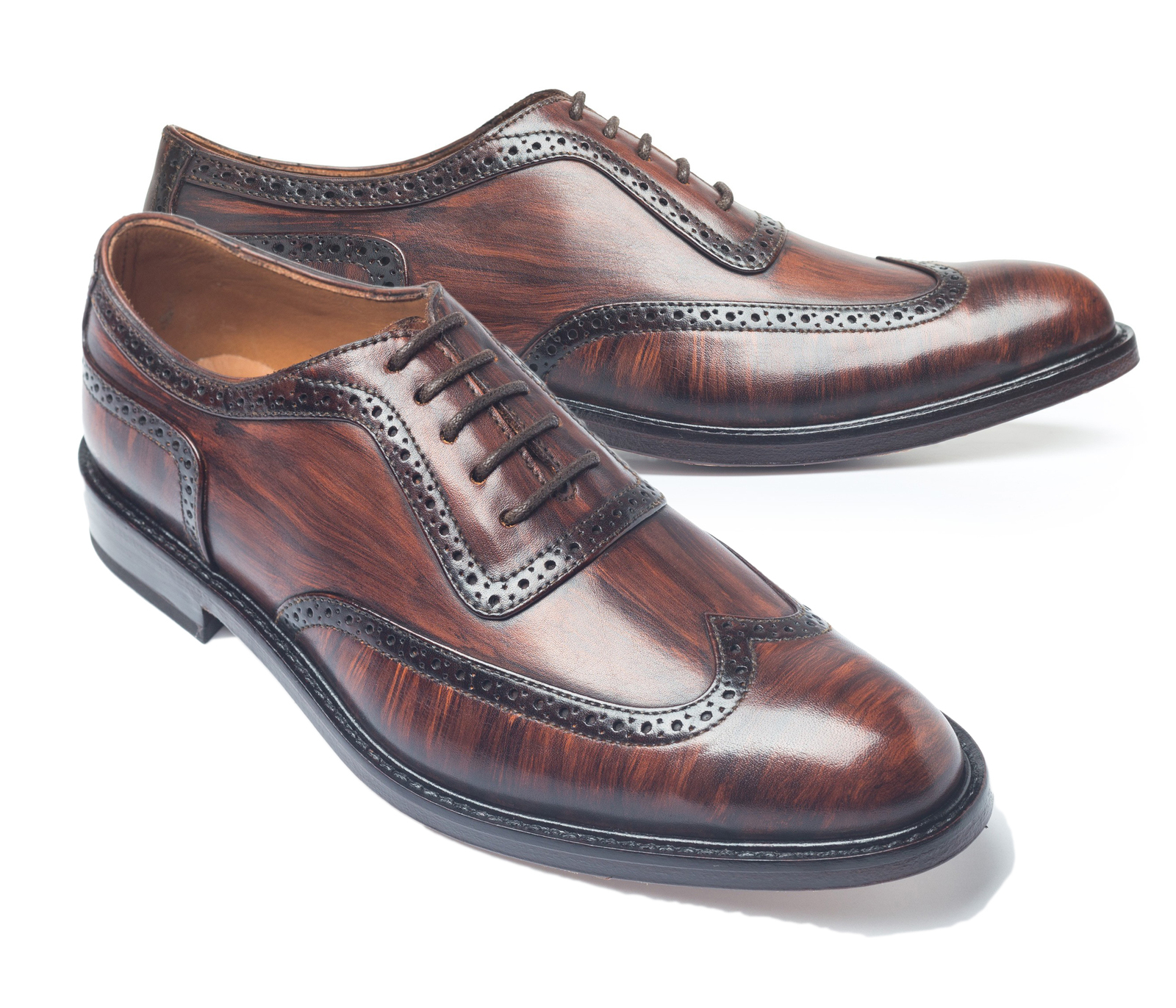Oxford Wing Tip Leather Shoes, Men Hand Stitched Two Tone Formal Shoes, Men Shoe - $159.97