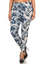 Plus Size Floral Print, Full Length Leggings In A Slim Fitting Style With A Band - £10.36 GBP