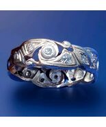 Earth mined Diamond Deco Band Antique Platinum Eternity Anniversary Ring Size 8 - $2,465.25