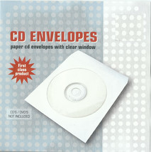 50 Disc STORAGE Paper SLEEVES Envelope w clear window flap cd dvd blu ra... - $21.72