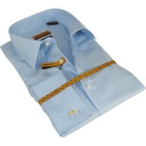 Mens 100% Egyptian Cotton Shirt French Cuffs Wrinkle resistance Enzo 61102 Blue image 2