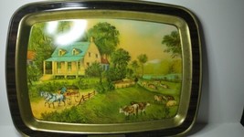 Metal Tray-Currier &amp; Ives-American Homestead Summer design - $8.54