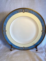 Wedgwood Dinner Plate Madeline Blue, Pale Yellow, White, Black, Gold rim... - $84.87