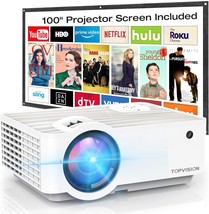 Video Projector, TOPVISION 5500L Portable Mini Projector with 100” Projector Scr - £157.31 GBP+