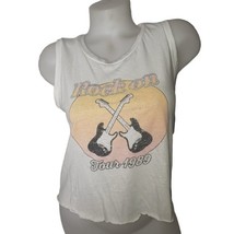 Poolhouse Rock On Tour 1989 White Cropped Tank Top Muscle Tee Size Small - £9.36 GBP