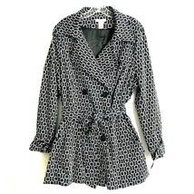 Vertigo Paris Womens Coat Size 2X Black White Chain Print Double Breasted Belt - £13.90 GBP