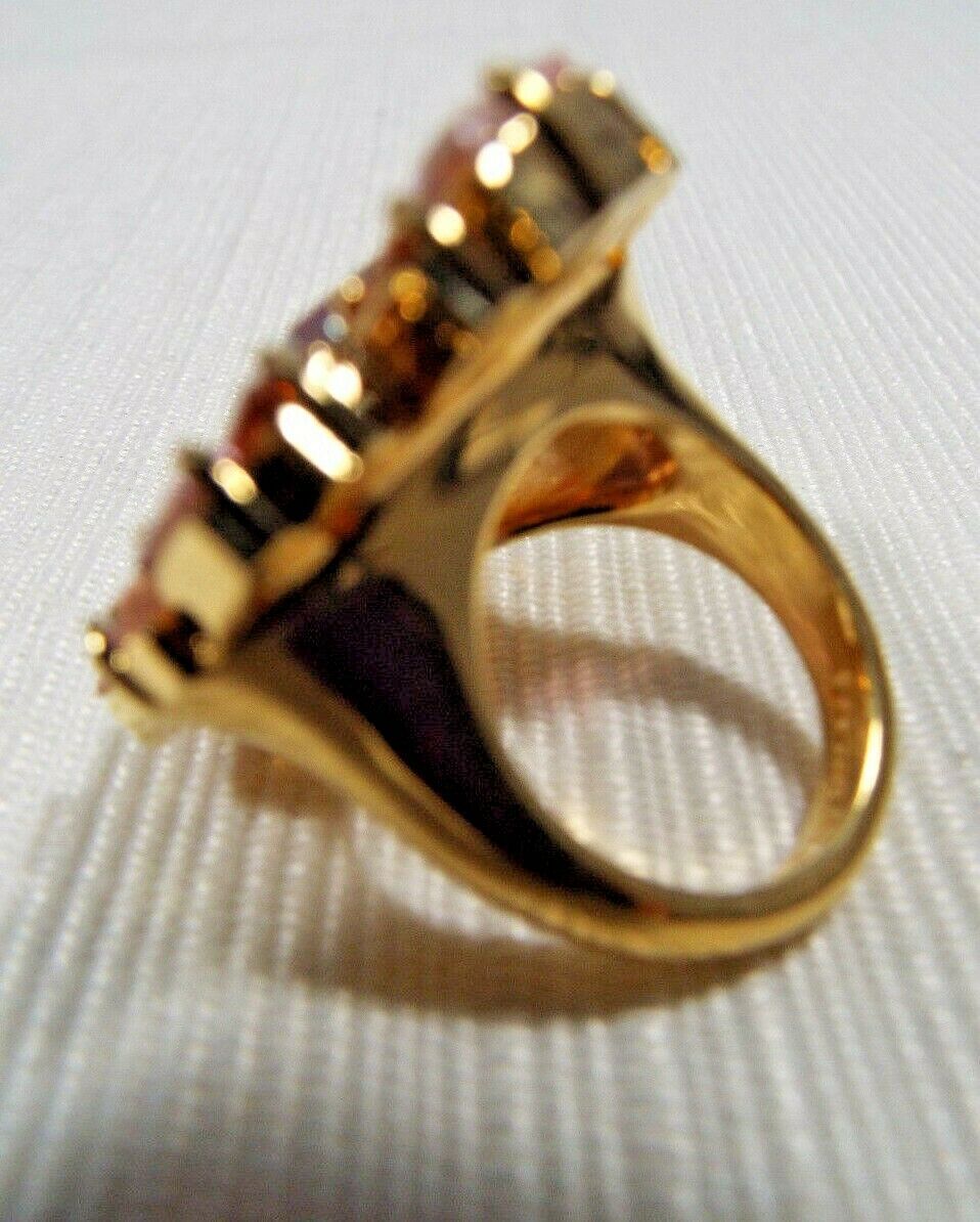 Size 7 Louise et Cie 14k Gold Plated Ring Faceted Prong Set Multicolored Stones Item image 6