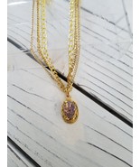 Amethyst glass Opal necklace - $35.00