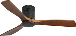 Sofucor 52 Inch Low Profile Ceiling Fan With 3 Carved Wood Fan Blades And - £183.49 GBP