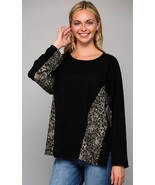New GIGIO by UMGEE S M L Black Floral Inserts Slimming Oversized Tunic Top - £19.99 GBP